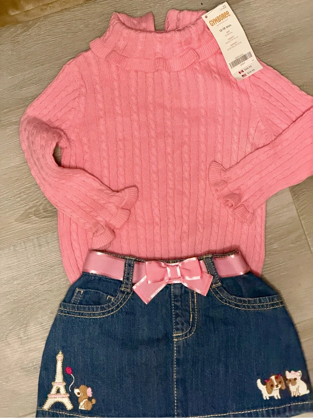 Vintage 2008 Gymboree Petite Mademoiselle 12-18M NWT Sweater Paris Skirt Outfit